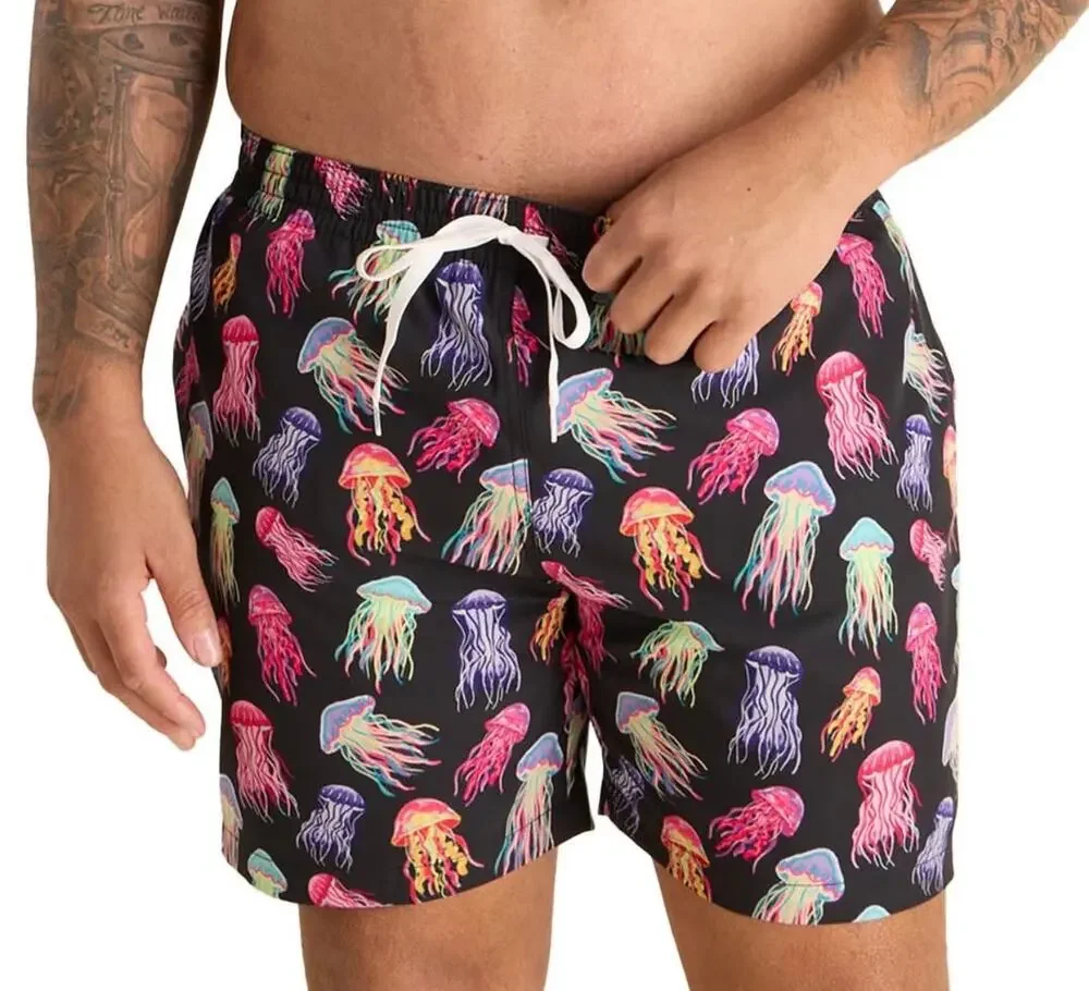 Chubbies Don't Be Jellies Neon Multicolor Jellyfish Print 5.5”Swim Trunks-Size M